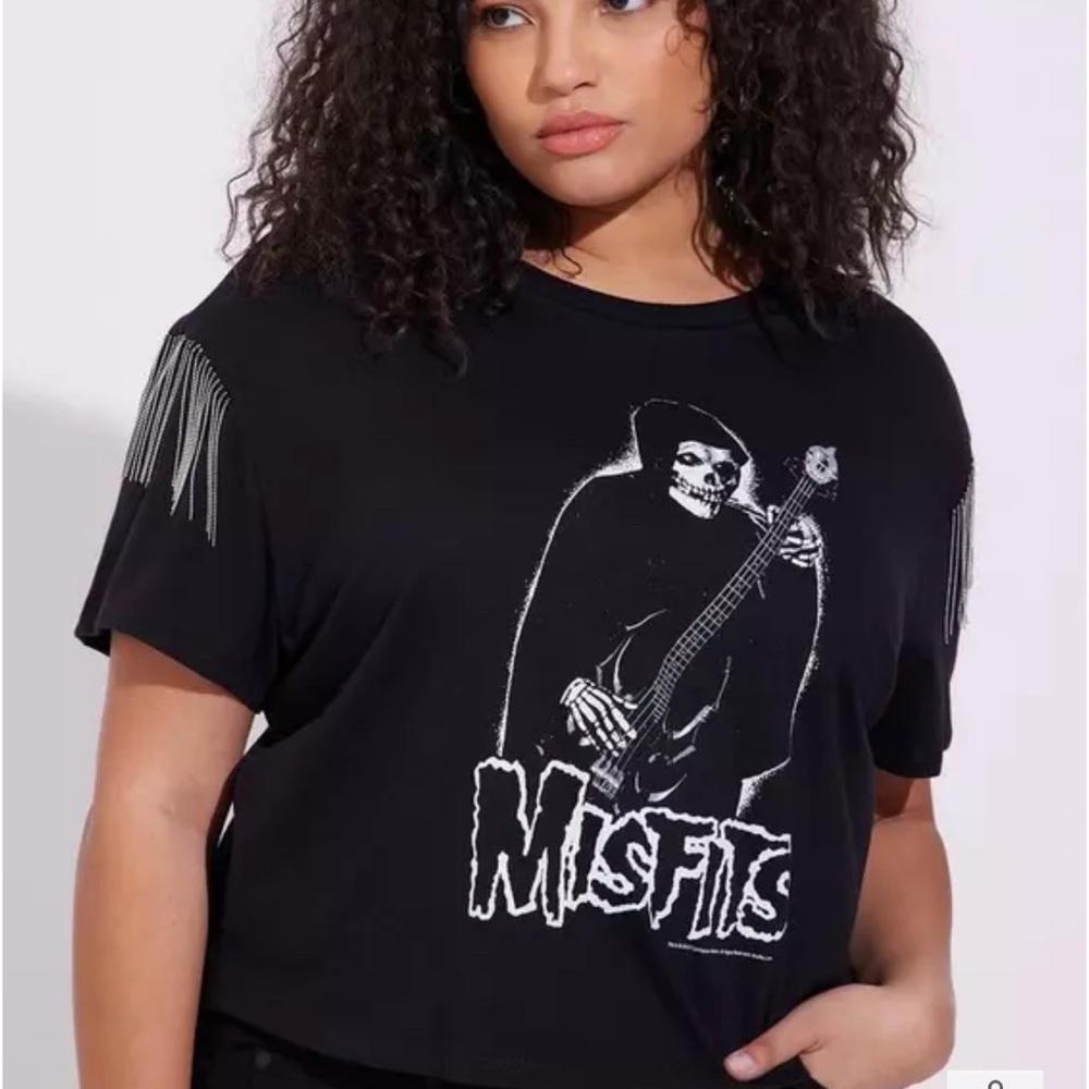 Misfits Relaxed Fit Cotton Crop Tassel Tee NWOT